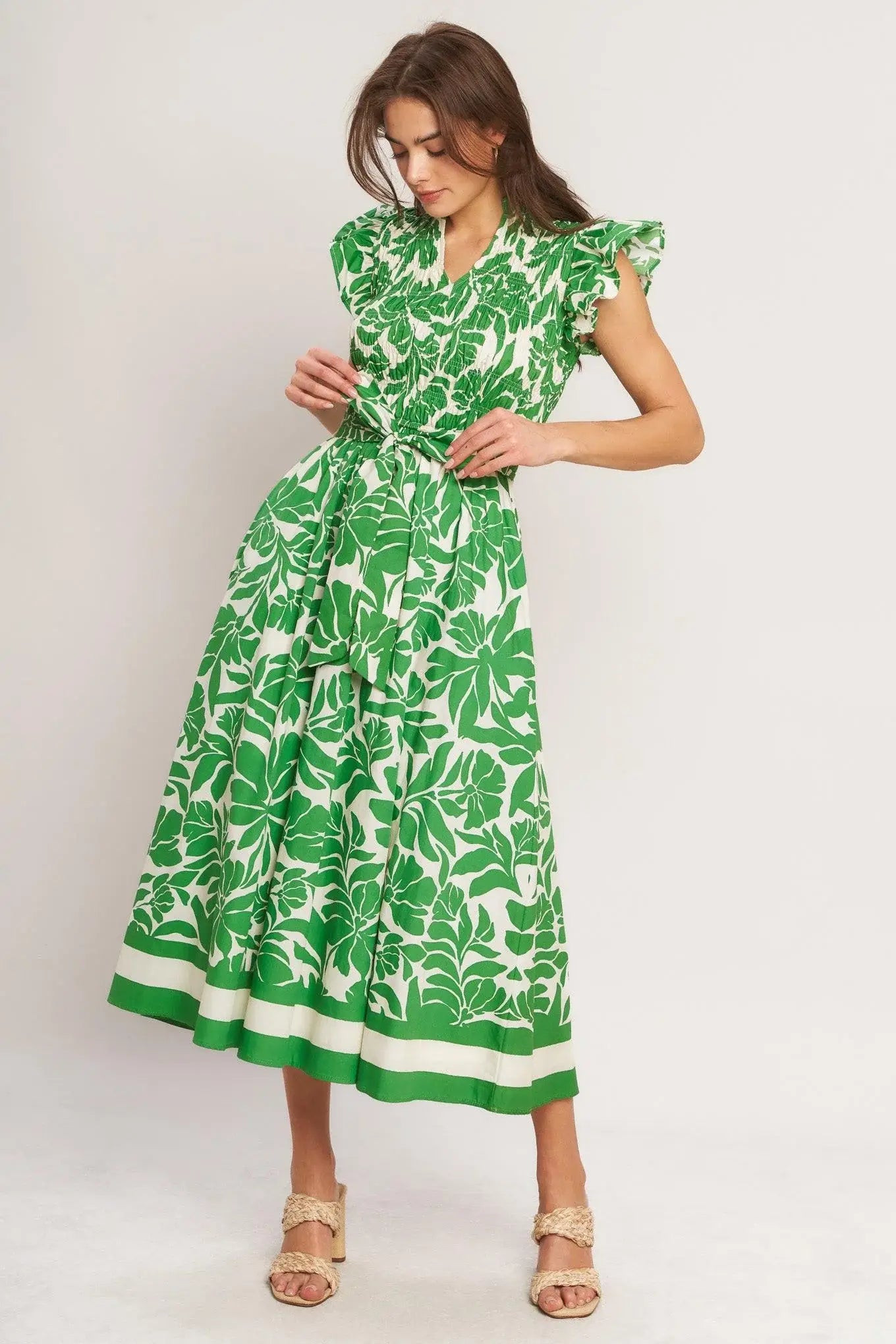 BLOOM ENERGY WOVEN MIDI DRESS - Flying Tomato - Flyclothing LLC