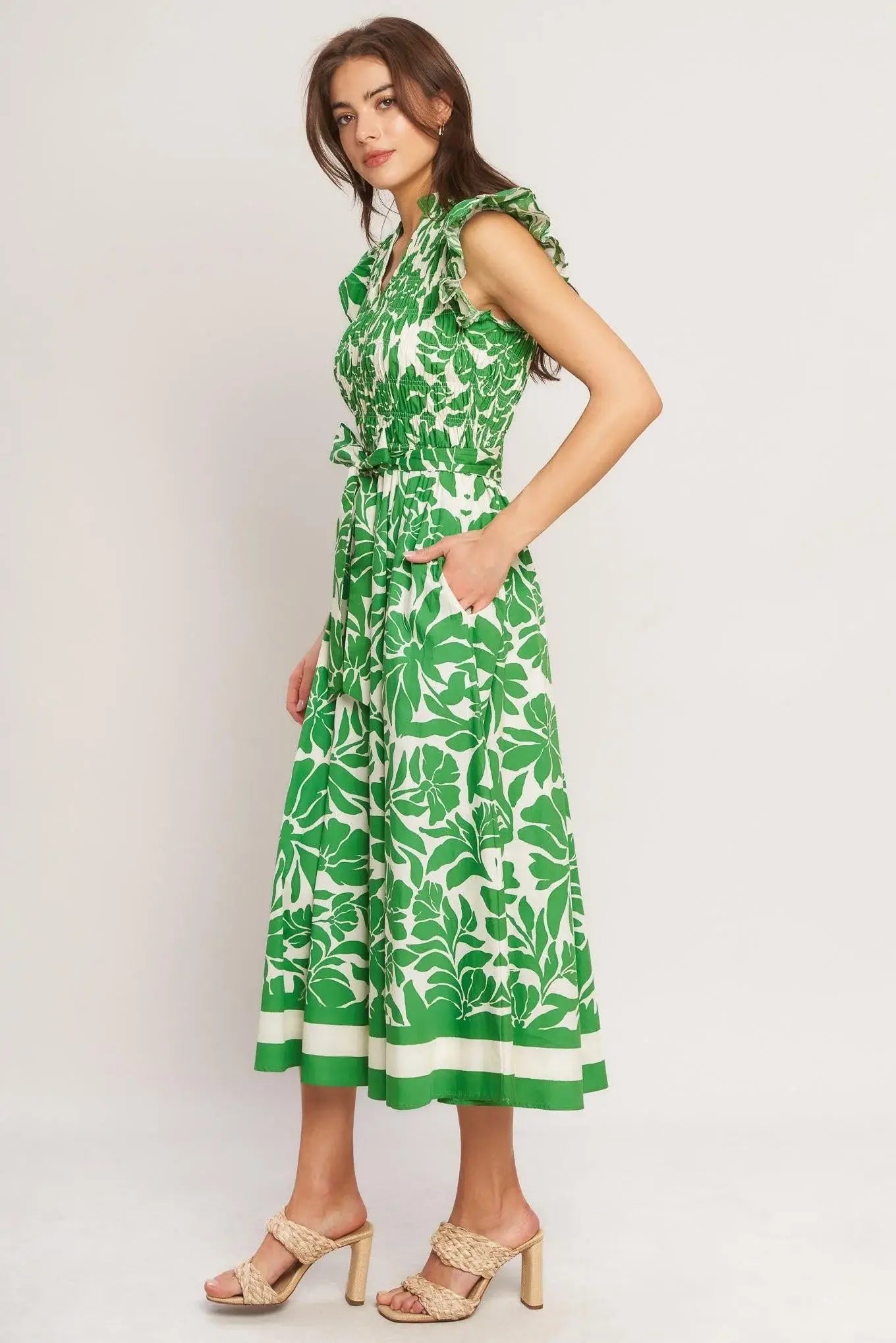 BLOOM ENERGY WOVEN MIDI DRESS - Flying Tomato - Flyclothing LLC