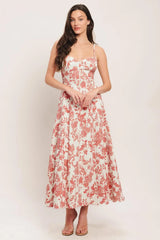 FLORAL HAZE WOVEN MIDI DRESS - Flying Tomato - Flyclothing LLC