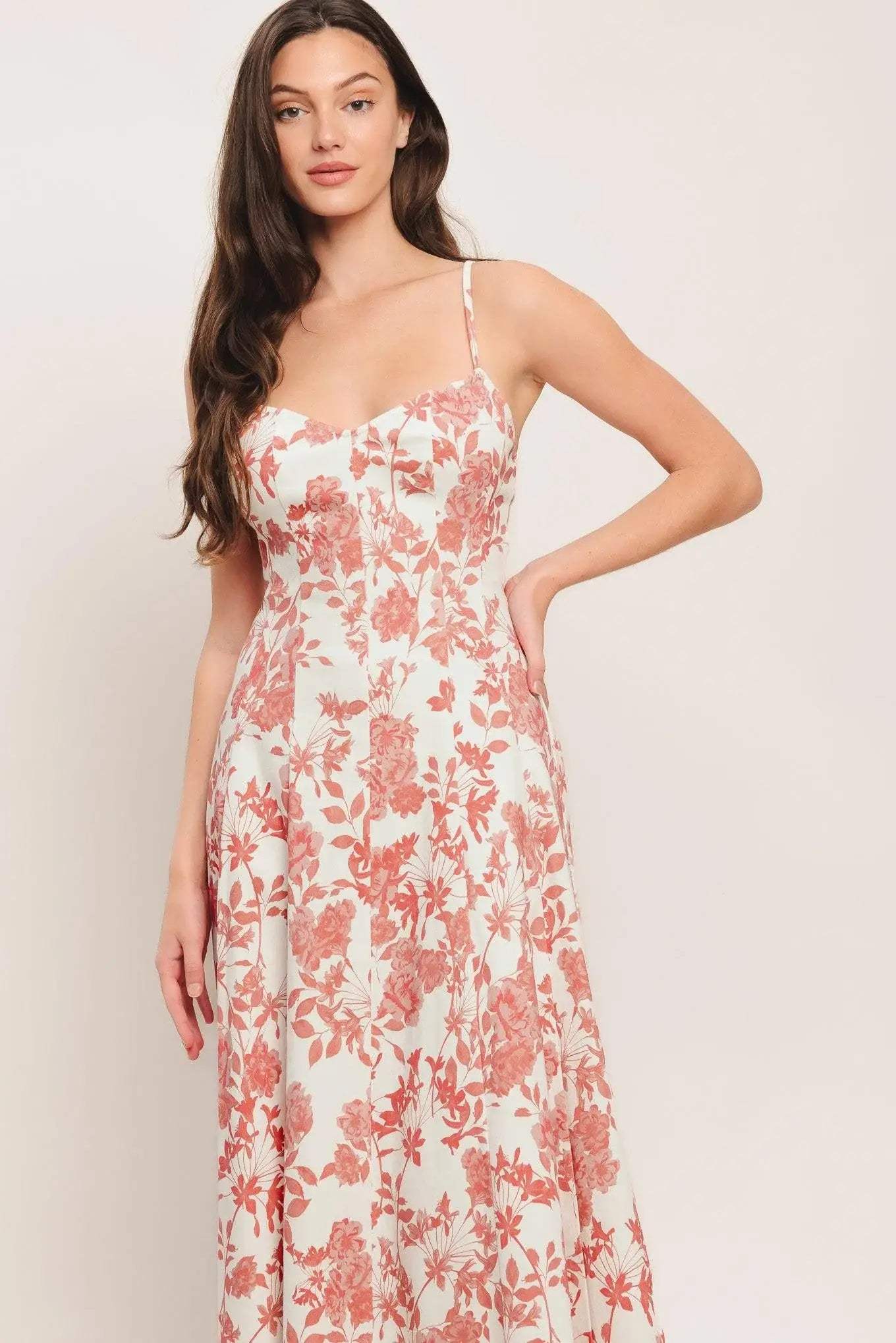 FLORAL HAZE WOVEN MIDI DRESS - Flying Tomato - Flyclothing LLC