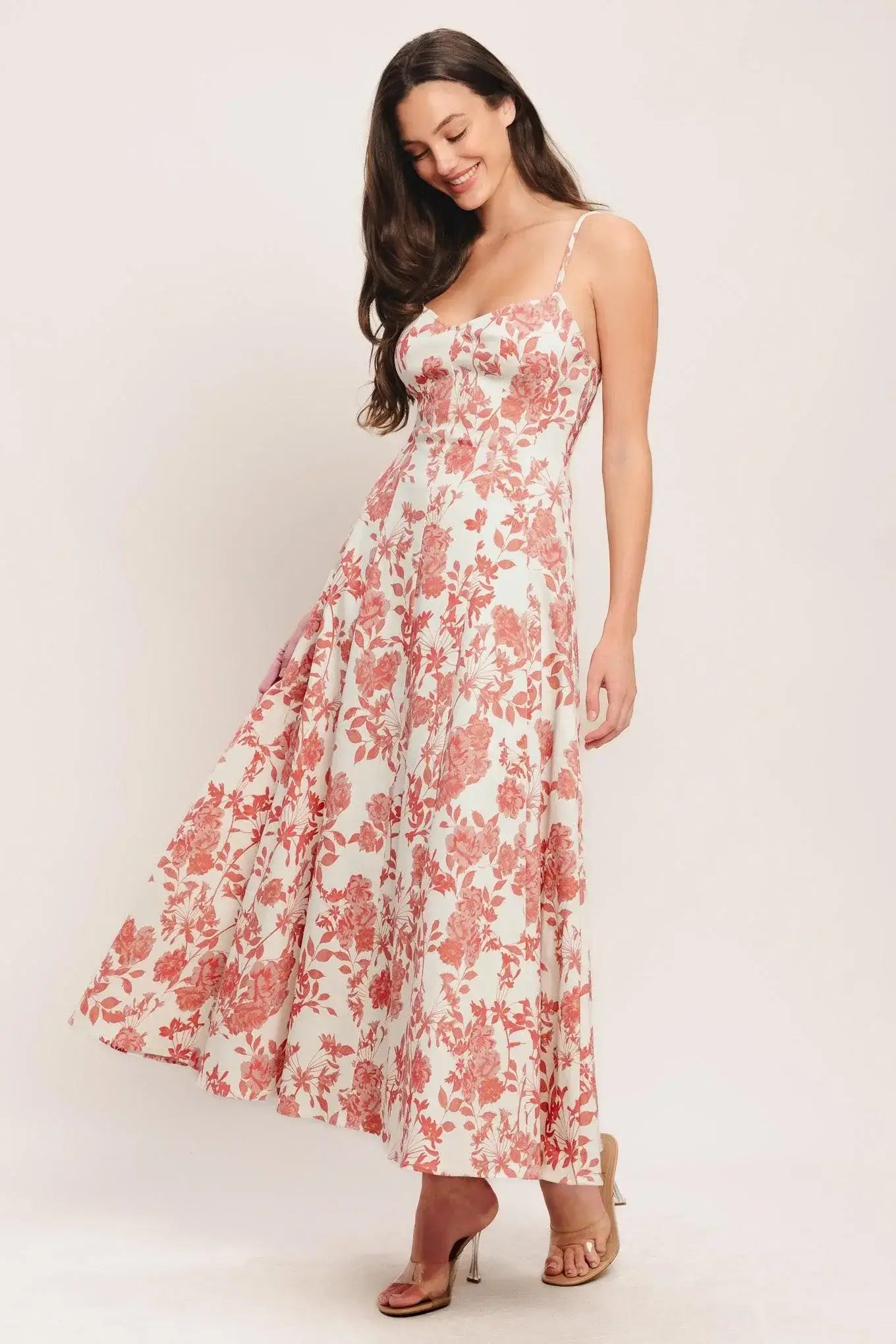FLORAL HAZE WOVEN MIDI DRESS - Flying Tomato - Flyclothing LLC