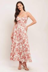 FLORAL HAZE WOVEN MIDI DRESS - Flying Tomato - Flyclothing LLC