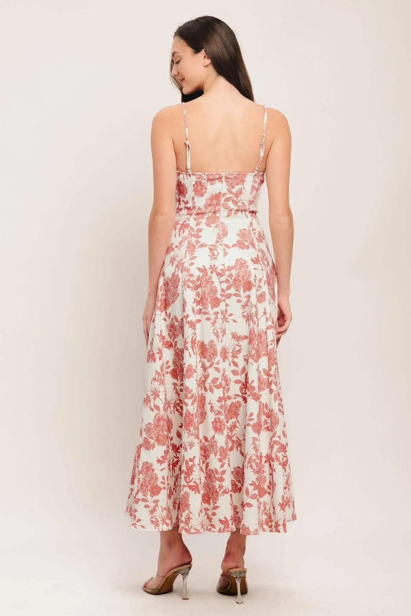 FLORAL HAZE WOVEN MIDI DRESS - Flying Tomato - Flyclothing LLC
