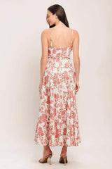 FLORAL HAZE WOVEN MIDI DRESS - Flying Tomato - Flyclothing LLC