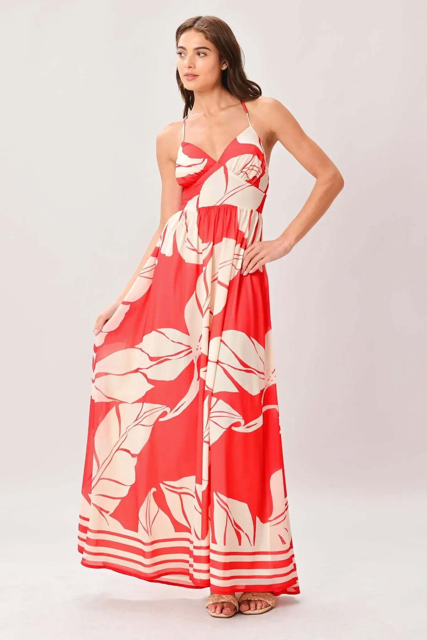 HEAT BLOOM WOVEN MAXI DRESS - Flying Tomato - Flyclothing LLC