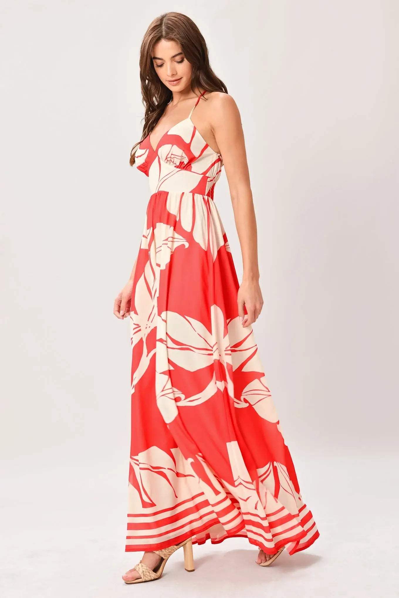 HEAT BLOOM WOVEN MAXI DRESS - Flying Tomato - Flyclothing LLC