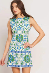EURO BLUE WOVEN MINI DRESS - Flying Tomato - Flyclothing LLC