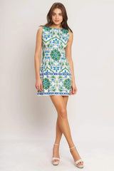 EURO BLUE WOVEN MINI DRESS - Flying Tomato - Flyclothing LLC