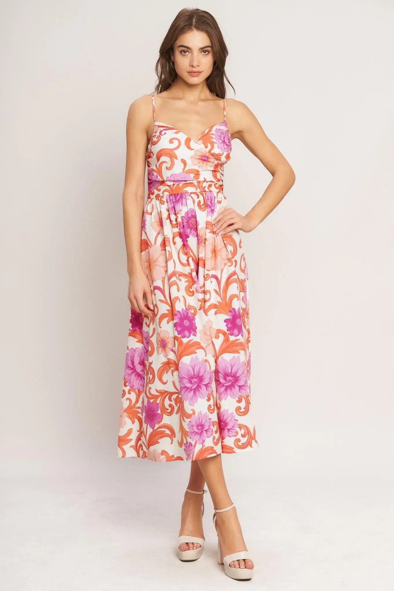 VACAY BLOOM WOVEN MIDI DRESS - Flying Tomato - Flyclothing LLC