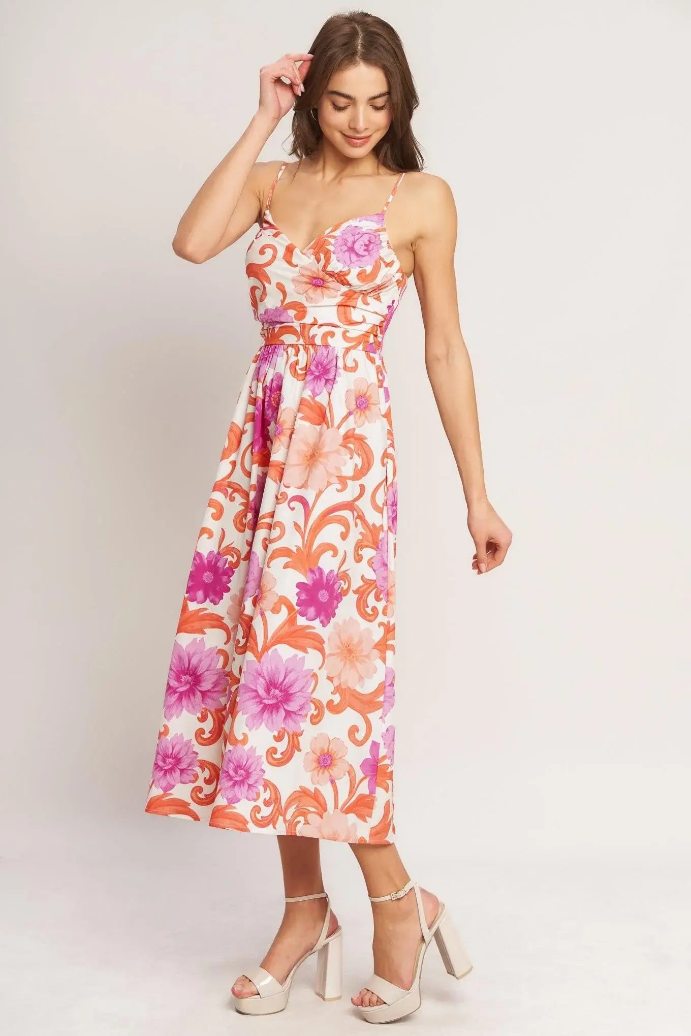 VACAY BLOOM WOVEN MIDI DRESS - Flying Tomato - Flyclothing LLC