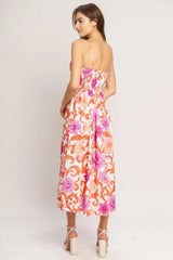 VACAY BLOOM WOVEN MIDI DRESS - Flying Tomato - Flyclothing LLC