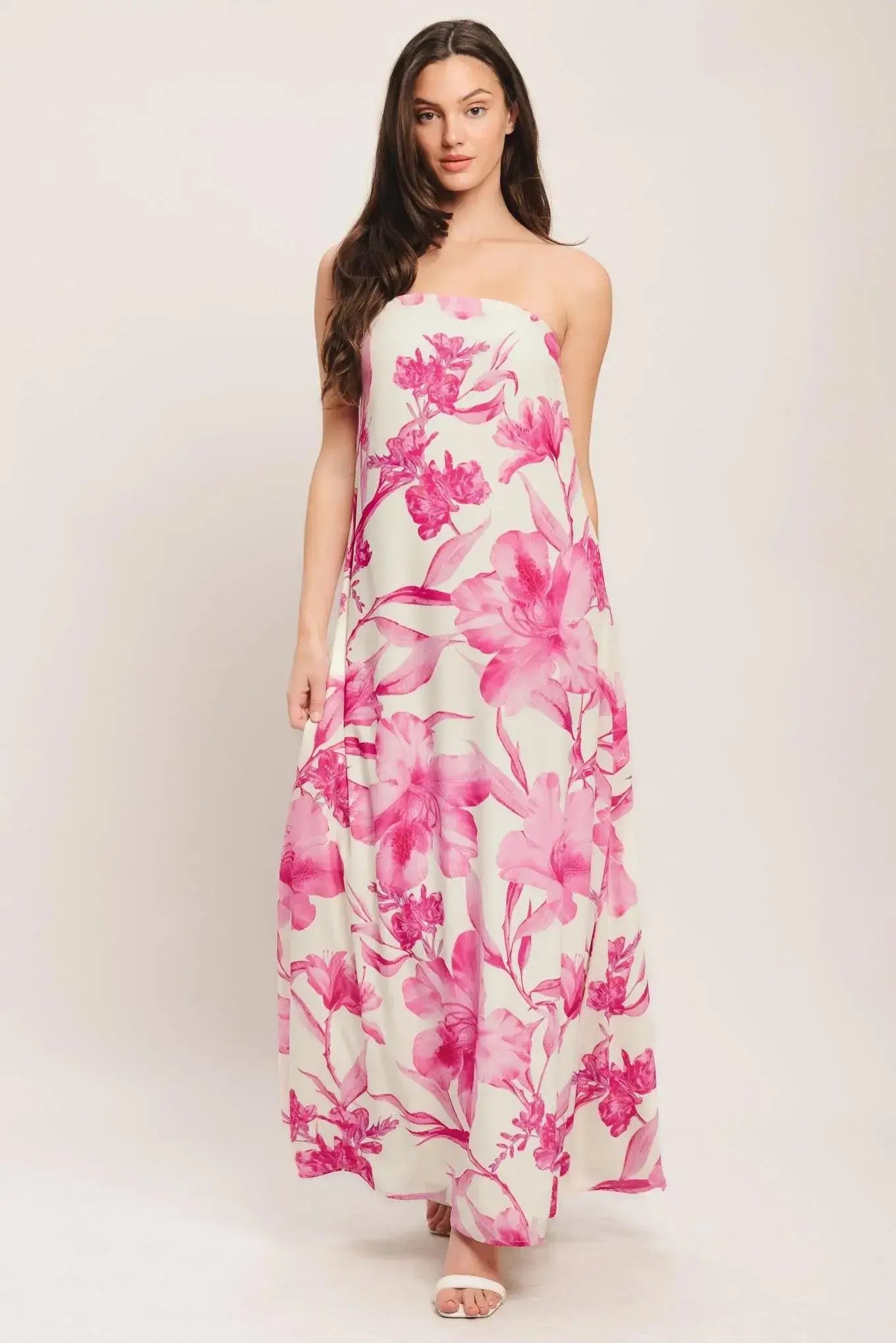 SOFT ROSE ESCAPE WOVEN ANKLE DRESS - Flying Tomato - Flyclothing LLC