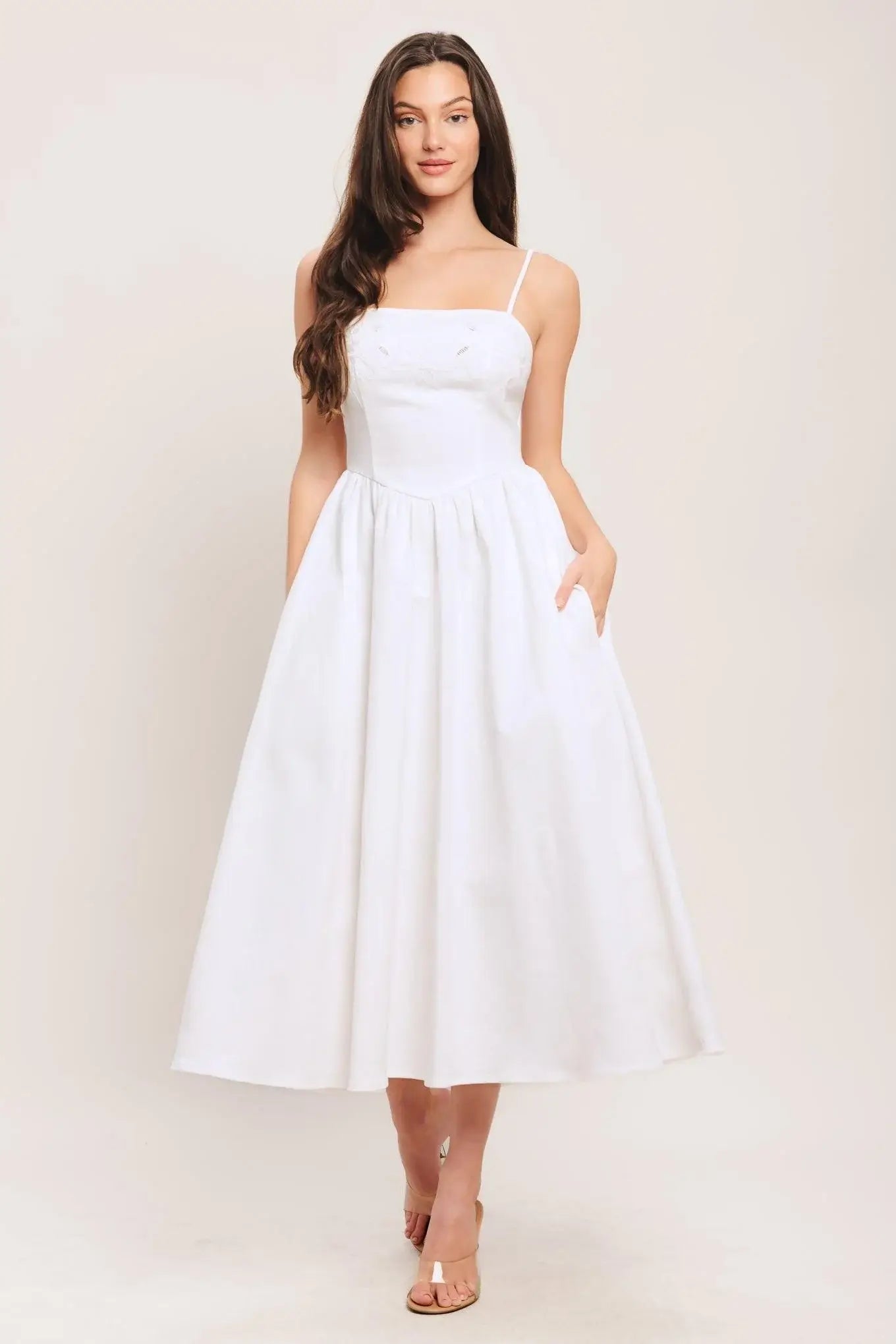 CLOUD PETAL WOVEN MIDI DRESS - Flying Tomato - Flyclothing LLC