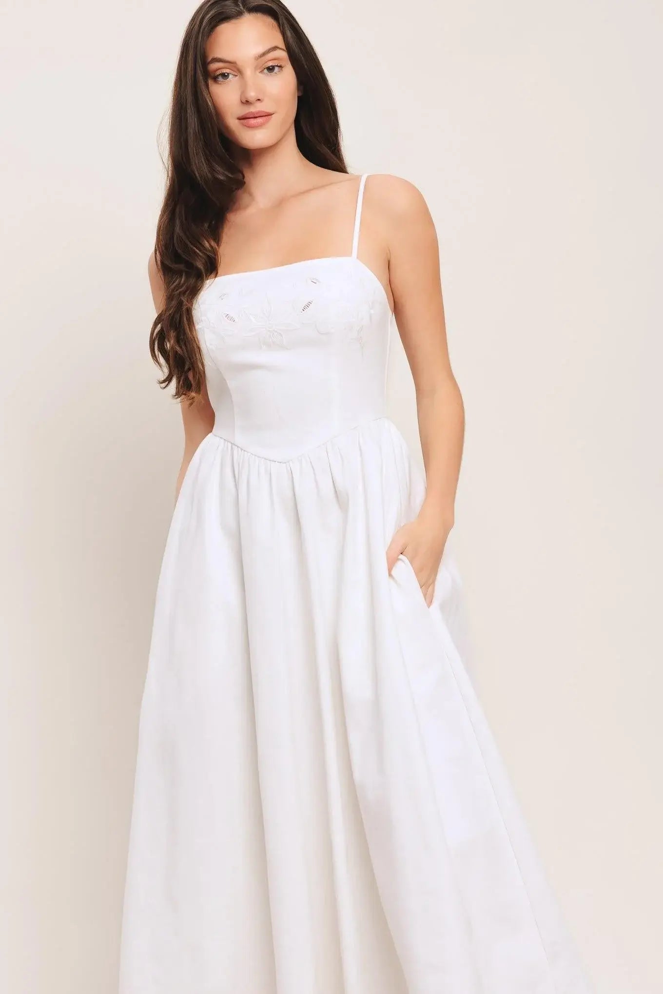 CLOUD PETAL WOVEN MIDI DRESS - Flying Tomato - Flyclothing LLC