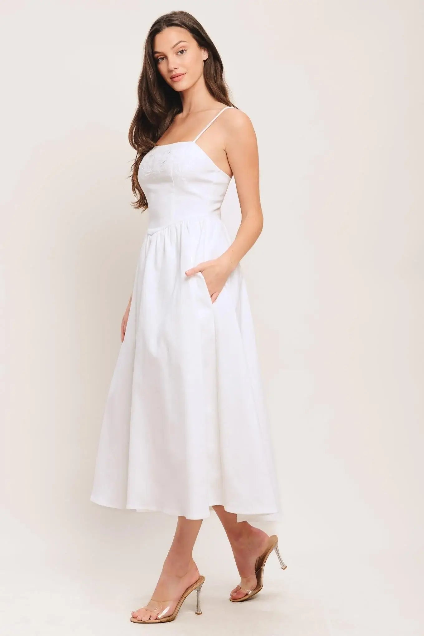 CLOUD PETAL WOVEN MIDI DRESS - Flying Tomato - Flyclothing LLC