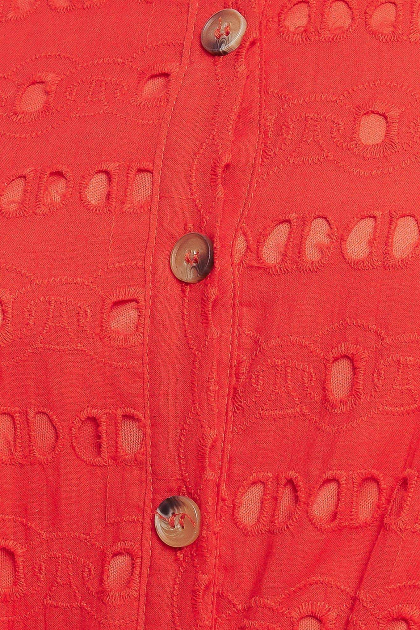 POWER SCARLET WOVEN EYELET MIDI DRESS - Flying Tomato - Flyclothing LLC