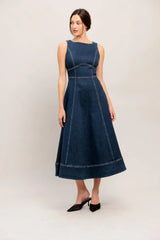 SIMPLE STATEMENT DENIM DENIM MIDI DRESS - Flying Tomato - Flyclothing LLC