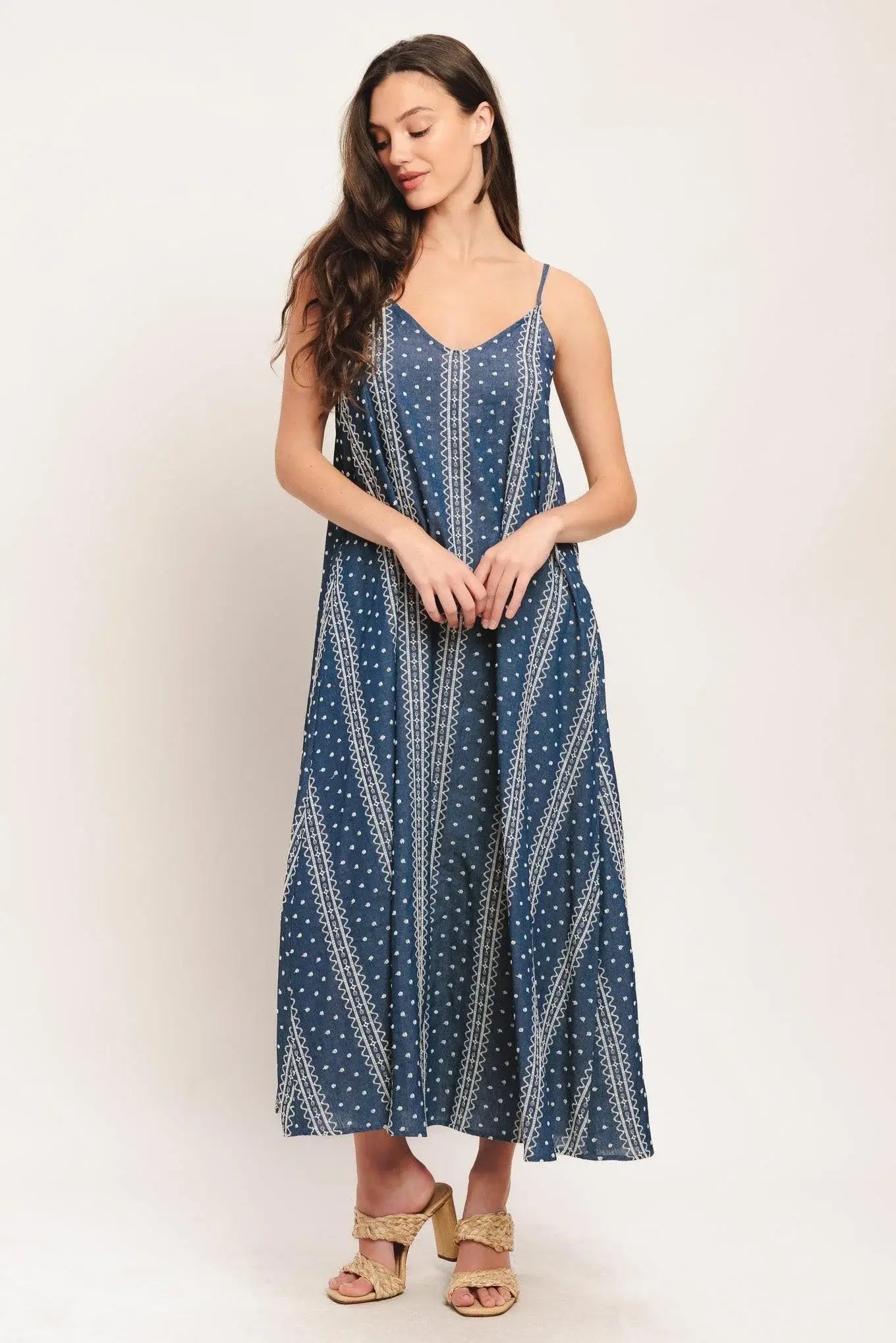 HANDLOOM SKY WOVEN MIDI DRESS - Flying Tomato - Flyclothing LLC