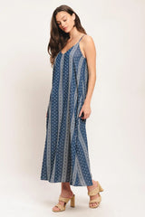 HANDLOOM SKY WOVEN MIDI DRESS - Flying Tomato - Flyclothing LLC