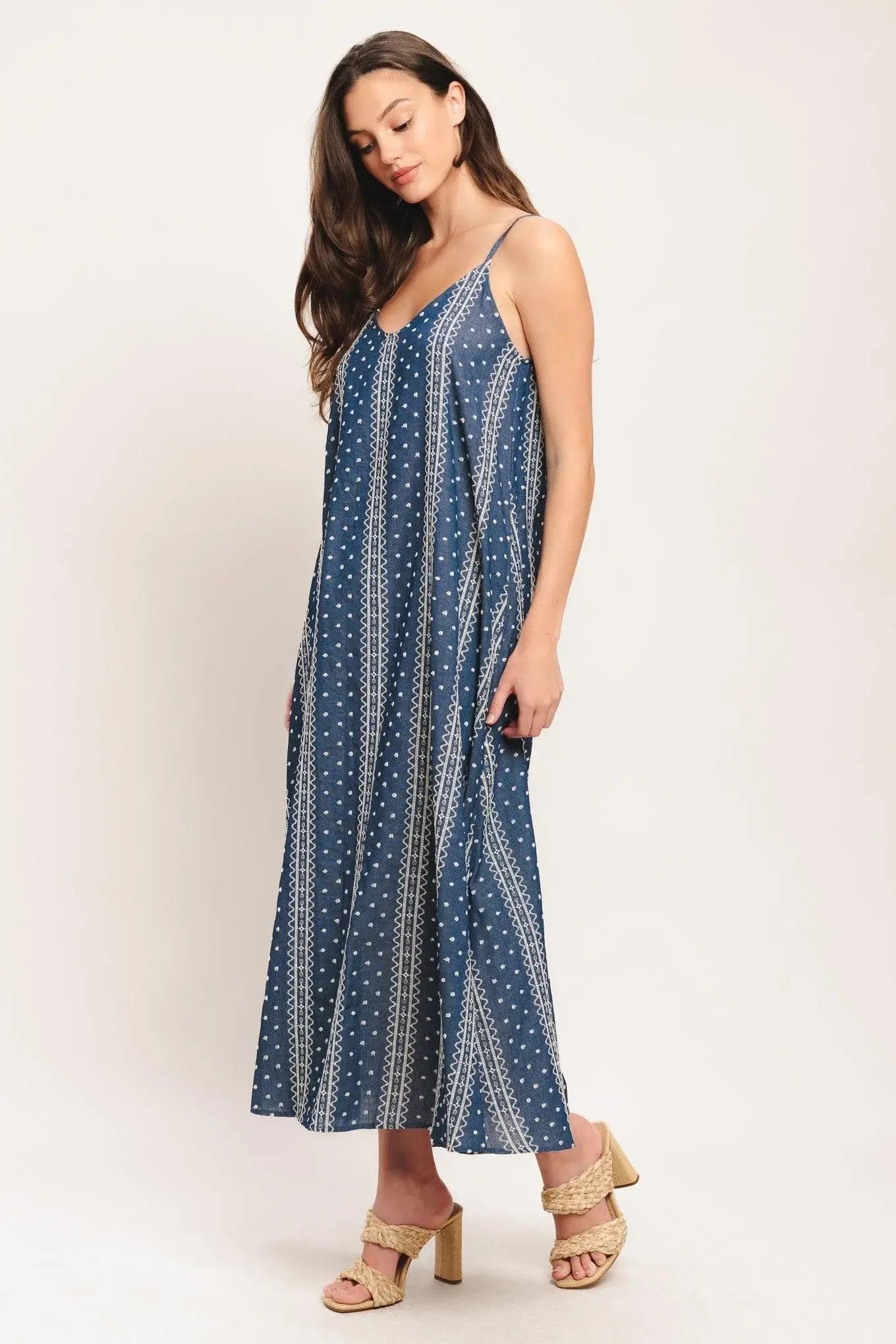 HANDLOOM SKY WOVEN MIDI DRESS - Flying Tomato - Flyclothing LLC