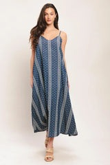 HANDLOOM SKY WOVEN MIDI DRESS - Flying Tomato - Flyclothing LLC