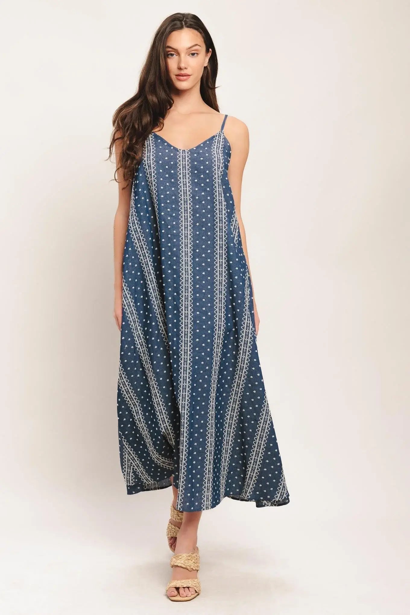HANDLOOM SKY WOVEN MIDI DRESS - Flying Tomato - Flyclothing LLC
