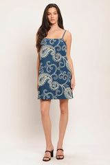 SEA BREEZE PAISLEY DENIM MINI DRESS - Flying Tomato - Flyclothing LLC