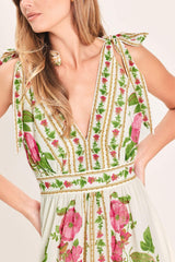 ROSE VINE ROMANCE WOVEN MAXI DRESS - Flying Tomato - Flyclothing LLC