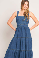 EVERYDAY ROMANCE DENIM MIDI DRESS - Flying Tomato - Flyclothing LLC