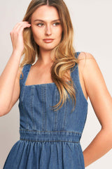 EVERYDAY ROMANCE DENIM MIDI DRESS - Flying Tomato - Flyclothing LLC