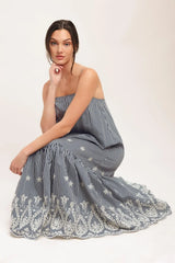 STRIPE COVE WOVEN MIDI DRESS - Flying Tomato - Flyclothing LLC
