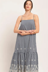 STRIPE COVE WOVEN MIDI DRESS - Flying Tomato - Flyclothing LLC