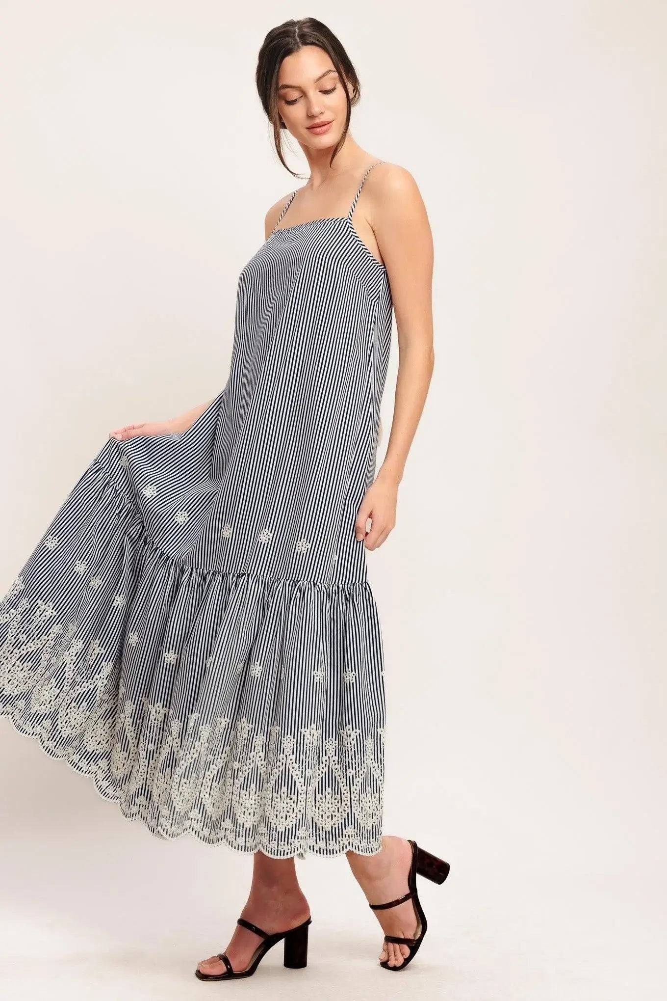 STRIPE COVE WOVEN MIDI DRESS - Flying Tomato - Flyclothing LLC
