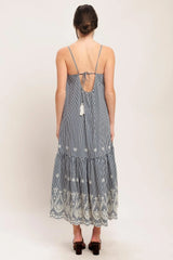 STRIPE COVE WOVEN MIDI DRESS - Flying Tomato - Flyclothing LLC