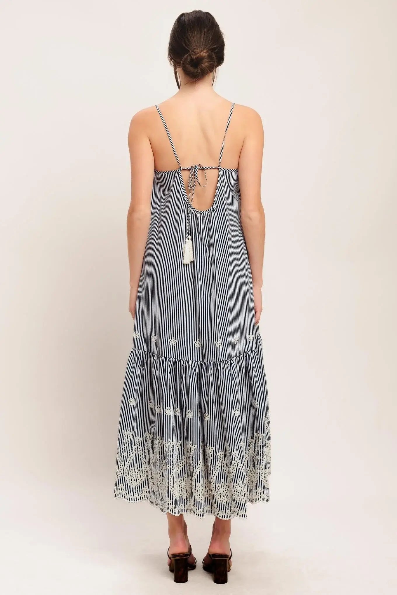 STRIPE COVE WOVEN MIDI DRESS - Flying Tomato - Flyclothing LLC