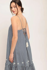 STRIPE COVE WOVEN MIDI DRESS - Flying Tomato - Flyclothing LLC