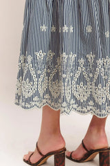 STRIPE COVE WOVEN MIDI DRESS - Flying Tomato - Flyclothing LLC