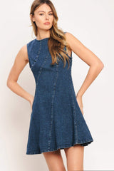 DAY TO NIGHT DENIM MINI DRESS - Flying Tomato - Flyclothing LLC