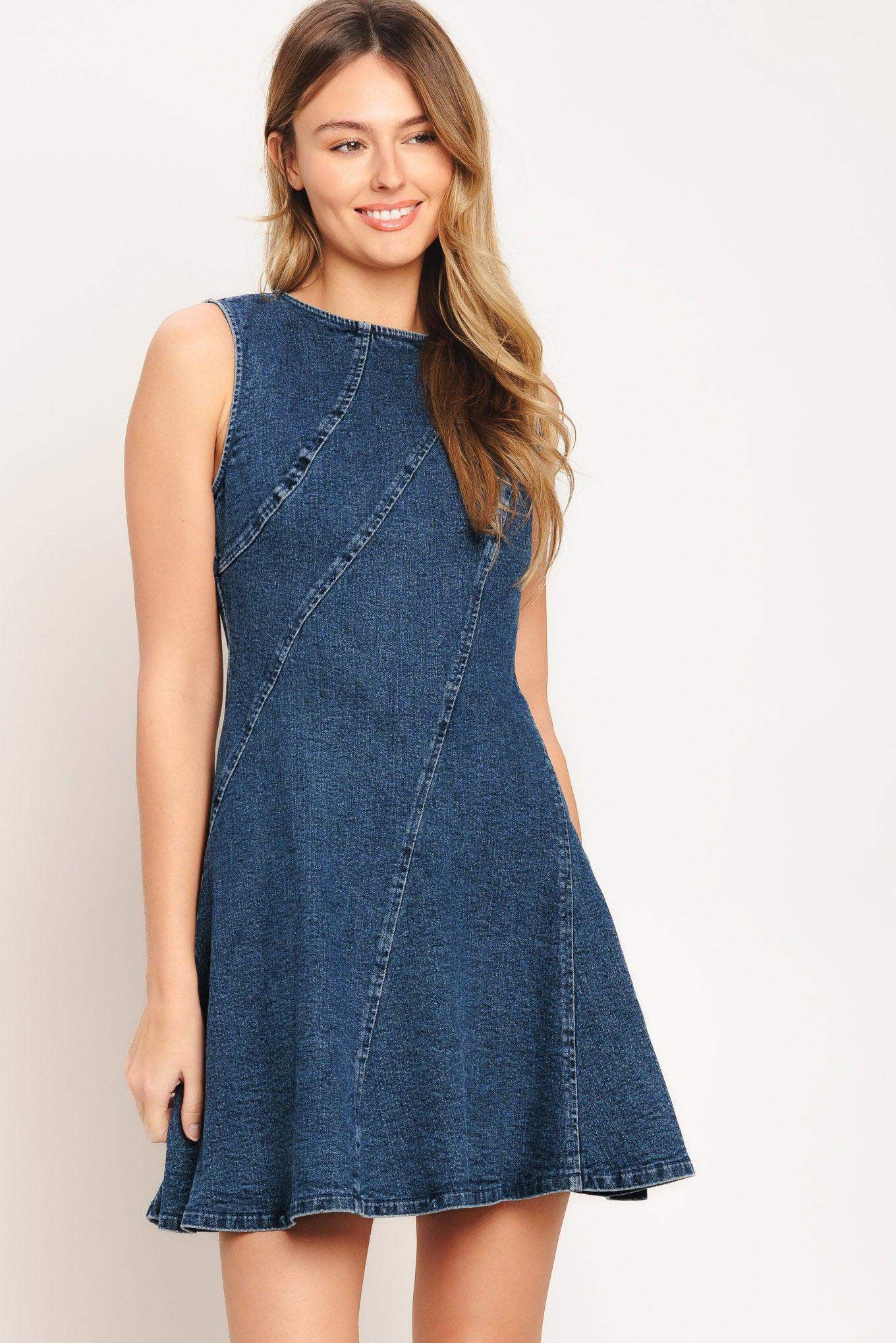 DAY TO NIGHT DENIM MINI DRESS - Flying Tomato - Flyclothing LLC