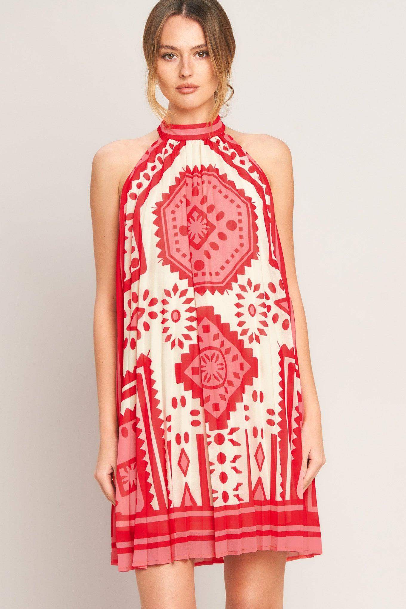 SUNSET MEDALLION WOVEN MINI DRESS - Flying Tomato - Flyclothing LLC