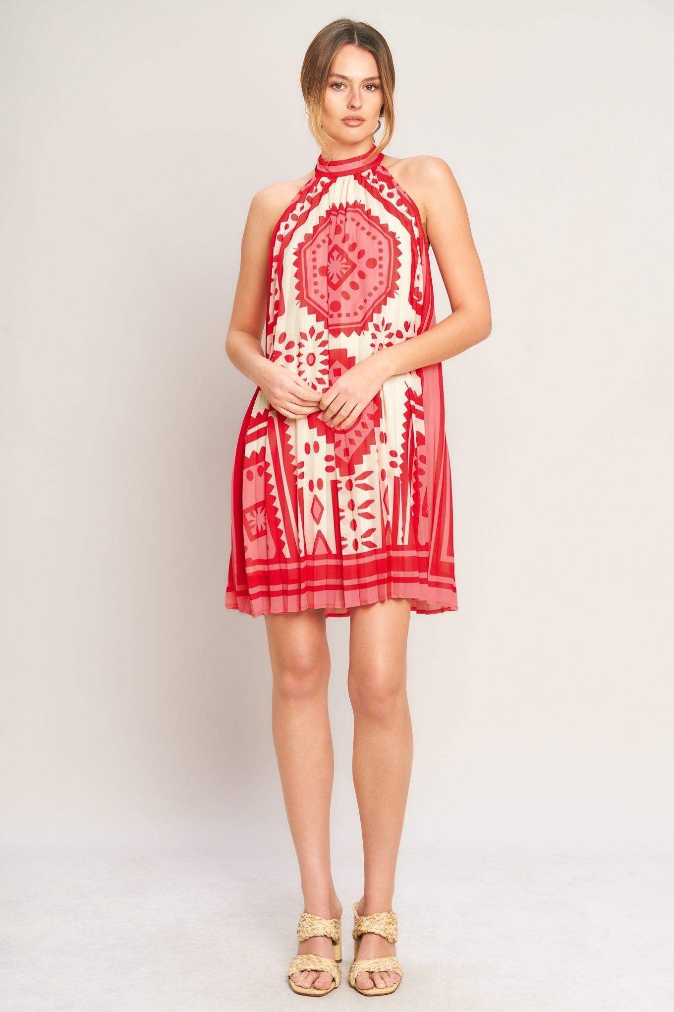 SUNSET MEDALLION WOVEN MINI DRESS - Flying Tomato - Flyclothing LLC
