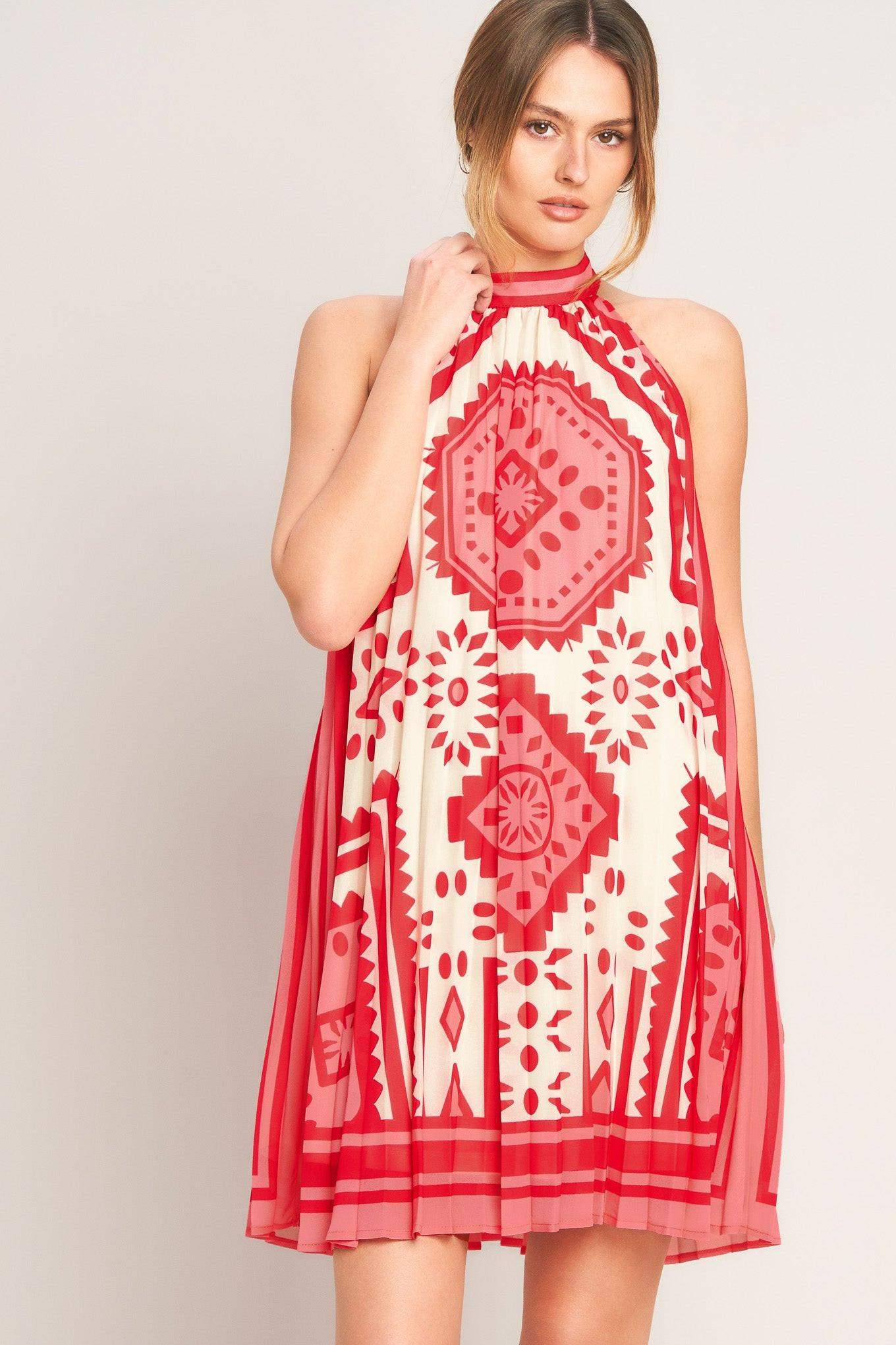 SUNSET MEDALLION WOVEN MINI DRESS - Flying Tomato - Flyclothing LLC