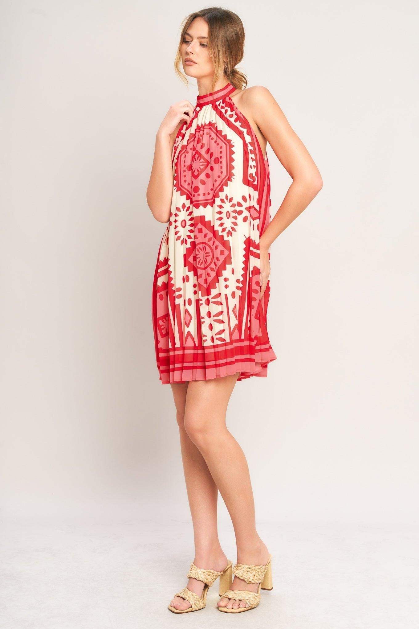 SUNSET MEDALLION WOVEN MINI DRESS - Flying Tomato - Flyclothing LLC