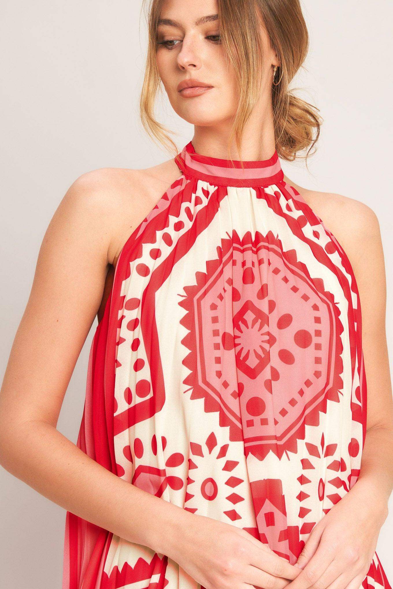 SUNSET MEDALLION WOVEN MINI DRESS - Flying Tomato - Flyclothing LLC