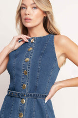 SUNDAY STROLL DENIM MIDI DRESS - Flying Tomato - Flyclothing LLC
