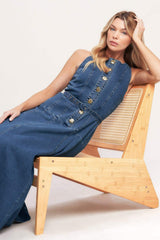 SUNDAY STROLL DENIM MIDI DRESS - Flying Tomato - Flyclothing LLC