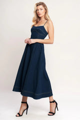 THE EVERYDAY ICON DENIM MIDI DRESS - Flying Tomato - Flyclothing LLC