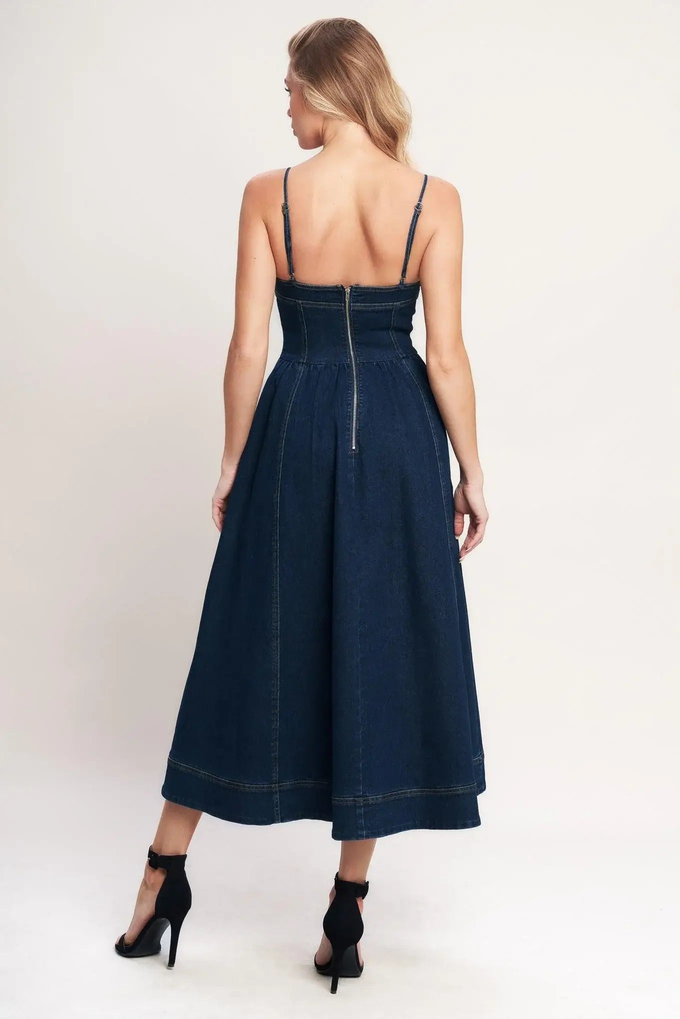 THE EVERYDAY ICON DENIM MIDI DRESS - Flying Tomato - Flyclothing LLC