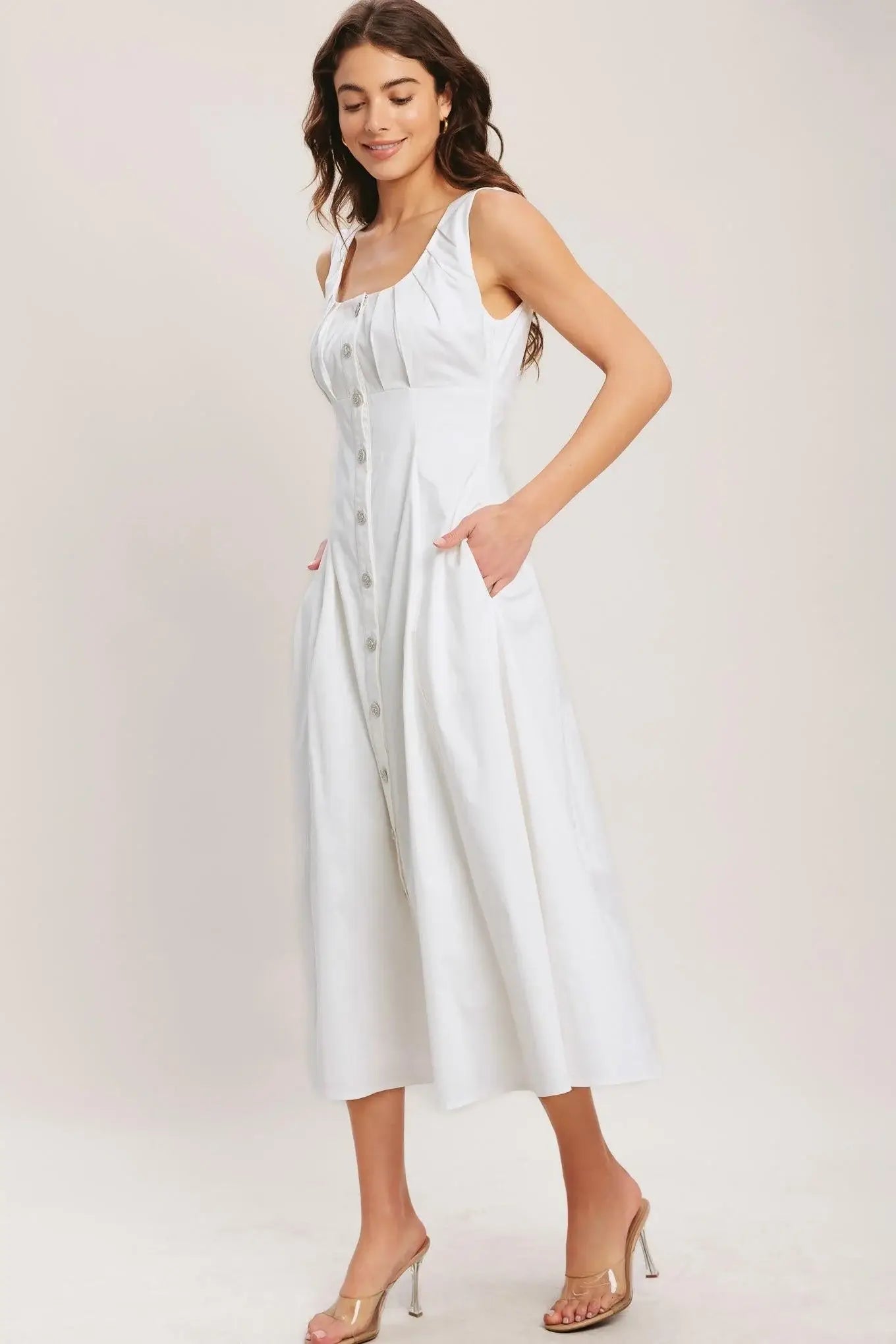 SEASIDE BRUNCH WOVEN MIDI DRESS - Flying Tomato - Flyclothing LLC