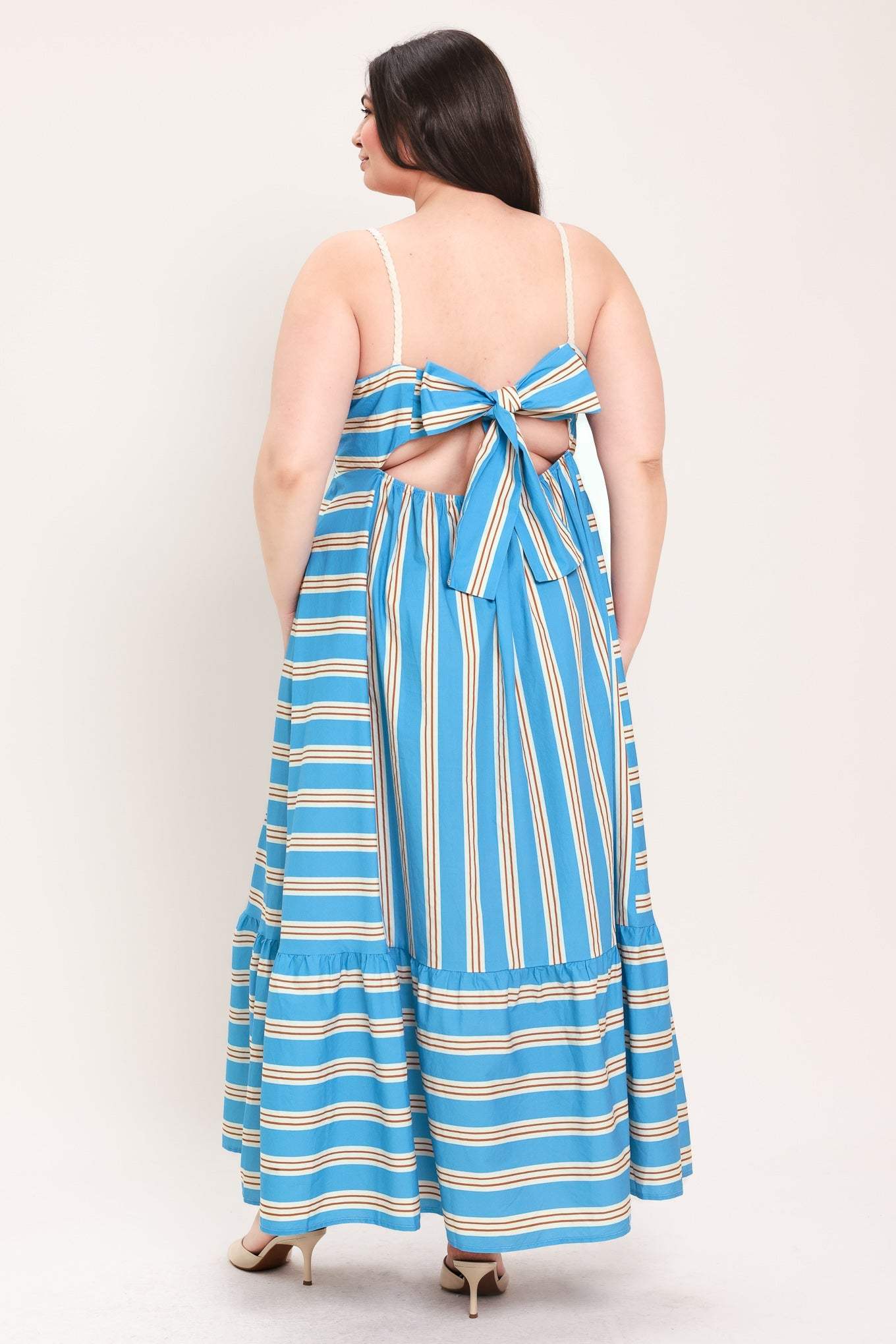 BREEZE STRIPE WOVEN MIDI DRESS - Flying Tomato - Flyclothing LLC